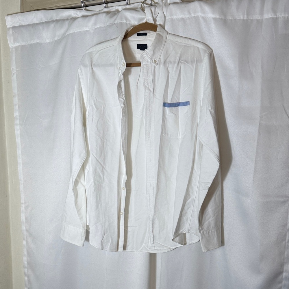 J. Crew White Shirt with Blue Detail